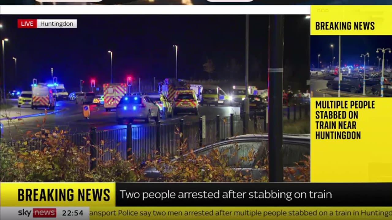 BREAKING: Major incident unfolding as up to 10 people stabbed on a train in Huntington, Cambs UK
