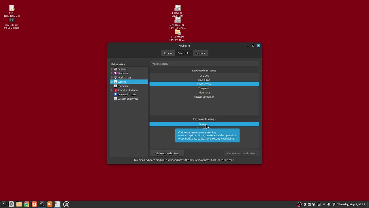 10_how to change the lock screen keyboard shortcut in linux mint