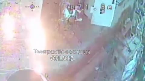 Russian FPV drone is trying to burn down anti-drone nets over roads using a thermite charge.