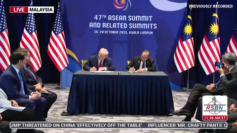 WATCH: President Trump Signs Agreement on Reciprocal Trade with Malaysia - 10/27/25
