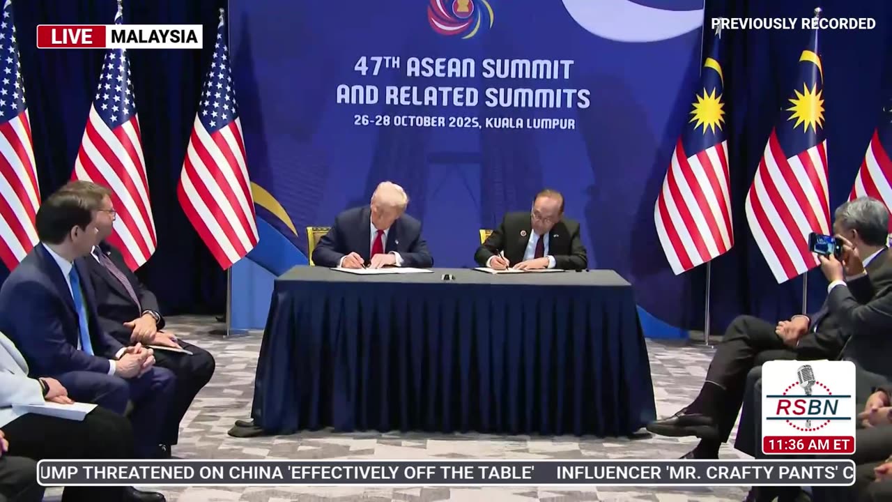 WATCH: President Trump Signs Agreement on Reciprocal Trade with Malaysia - 10/27/25