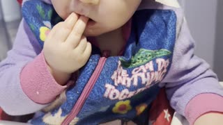 Baby Kayla Eating Fries 🍟😋 (Cute Close-Up)