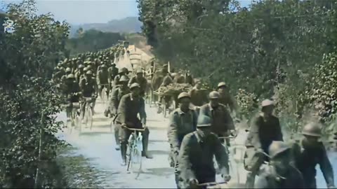 marching columns with tanks in support 1917