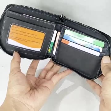 Genuine Leather Wallet for Men and Women - Durable Crazy Horse Leather with Zipper Closure