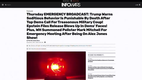 ALEX JONES [FULL] Thursday 11/20/25 • Trump Warns After Top Dems Call For Treasonous Military Coup