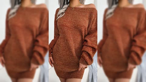 Multi-Color One-Shoulder Sweater Dress