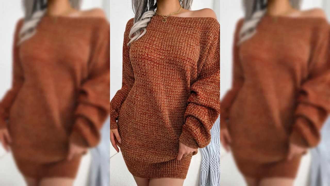 Multi-Color One-Shoulder Sweater Dress