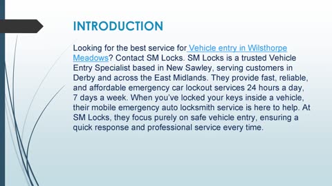 Best service for Vehicle Entry in Wilsthorpe Meadows