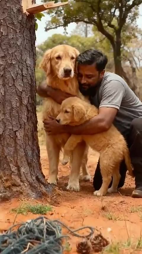 Golden Retriever Asks for Help—Then a Kind Man Frees Her Trapped Puppy
