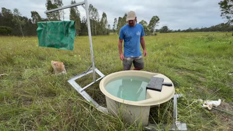 Simple & Effective: 300L Portable Cattle Trough and Bos Bag Setup