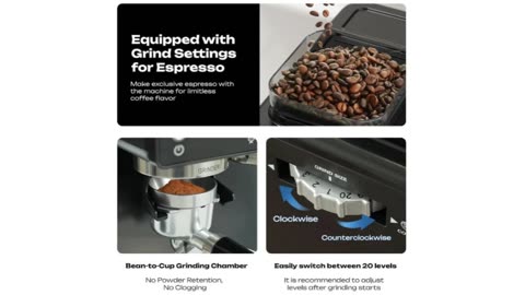 ☕ HolaBREW H20 – Cafetera Espresso 20 Bar con Molinillo y Espumador Profesional