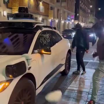 To prove he's a real man, he destroys Google's car.