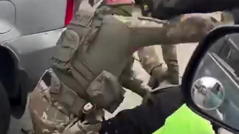 Lady tried to shove a door on a DHS agent and FAFO the hard way.