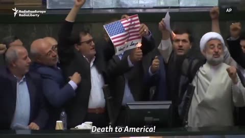 A video shows the Iranian Parliament burning the American flag while chanting “Death to America.