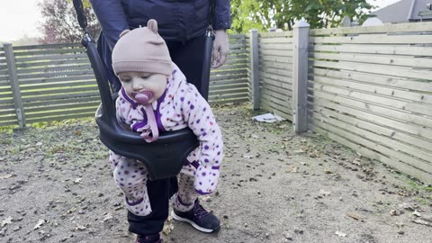 Baby Kayla Riding the Swing at Daycare 🌞 Adorable Baby Moment
