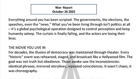 WAR REPORT - OCT 26 2025 - THE GREATEST AWAKENING IN MODERN HISTORY