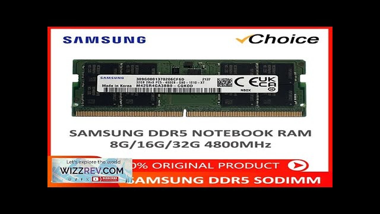 Samsung Notebook DDR5 RAM 8GB 16GB 32GB 4800MHz Original SO DIMM 262pin Review