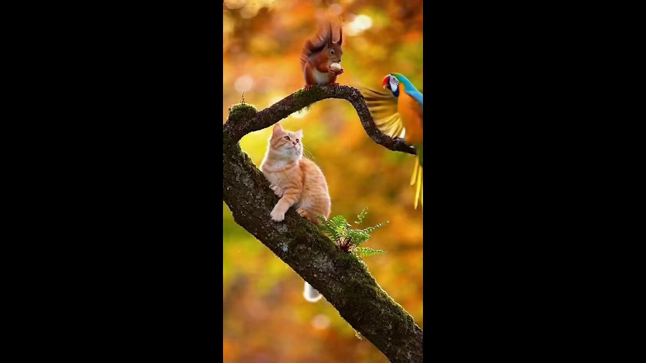 кот белка и попугай