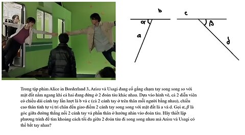 Toán 10: Trong tập phim Alice in Borderland 3, Arisu và Usagi đang cố gắng chạm tay song song