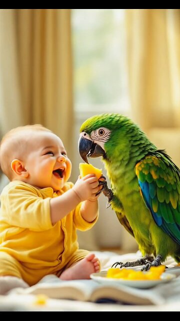 Baby Laughing On Parrot Behave 🐦