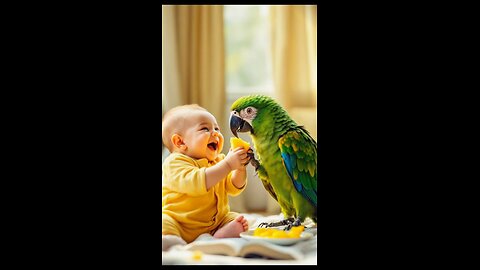 Baby Laughing On Parrot Behave 🐦