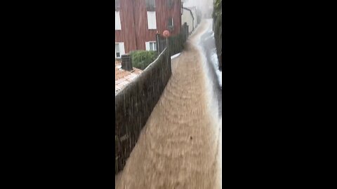 Flooding after heavy hail in Albavilla, Province of Como, Italy.