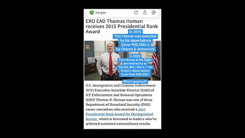 Tom Homan received an award under Obama