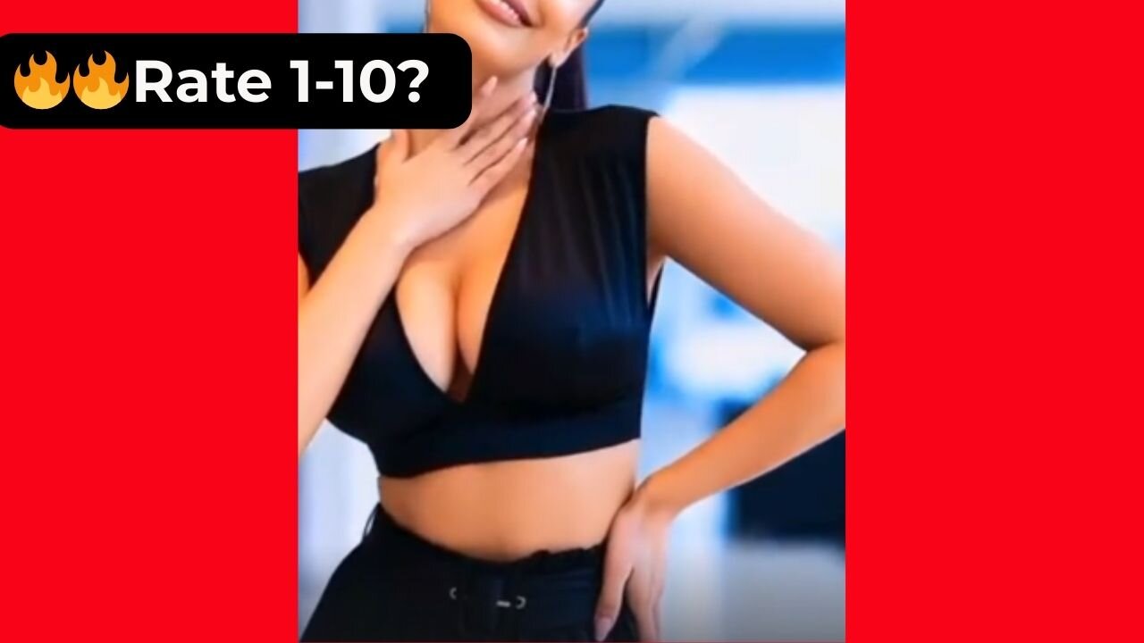 🔥 Rate Her Chest in This Black Top 1-10? 😍 Supermodel 4K