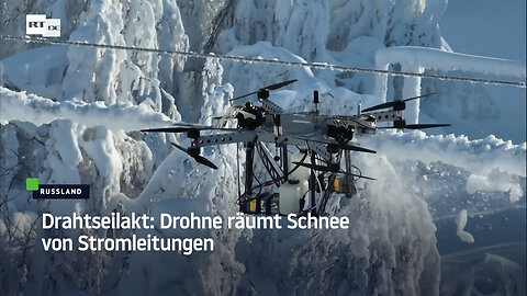 Drahtseilakt: Drohne räumt Schnee von Stromleitungen