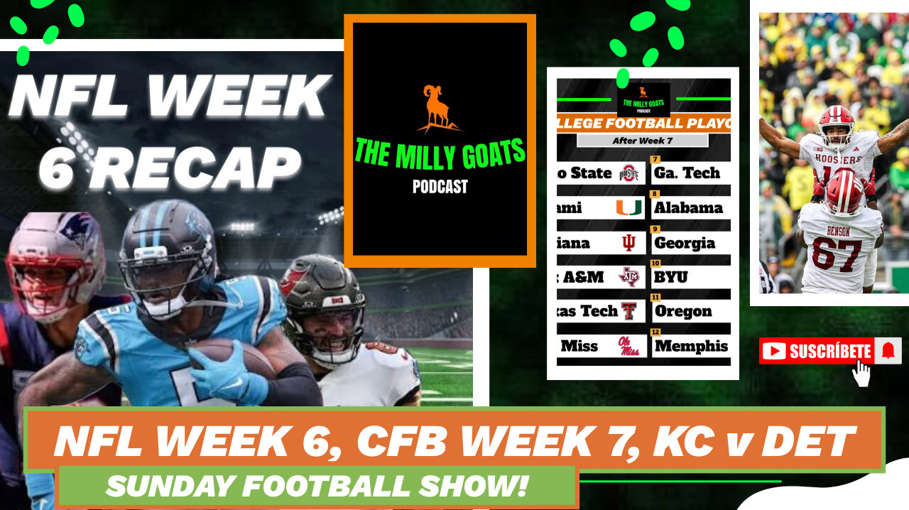 NFL Week 6 Round-up, CFB Week 7 Recap, & CHIEFS + LIONS LIVE!