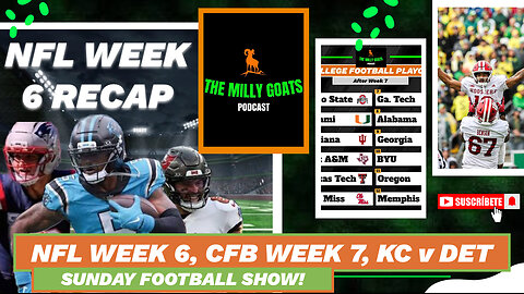 NFL Week 6 Round-up, CFB Week 7 Recap, & CHIEFS + LIONS LIVE!