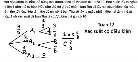 Toán 12: Một hộp chứa 10 tấm thẻ cùng loại được đánh số lần lượt từ 1 đến 10. Bạn Xuân lấy