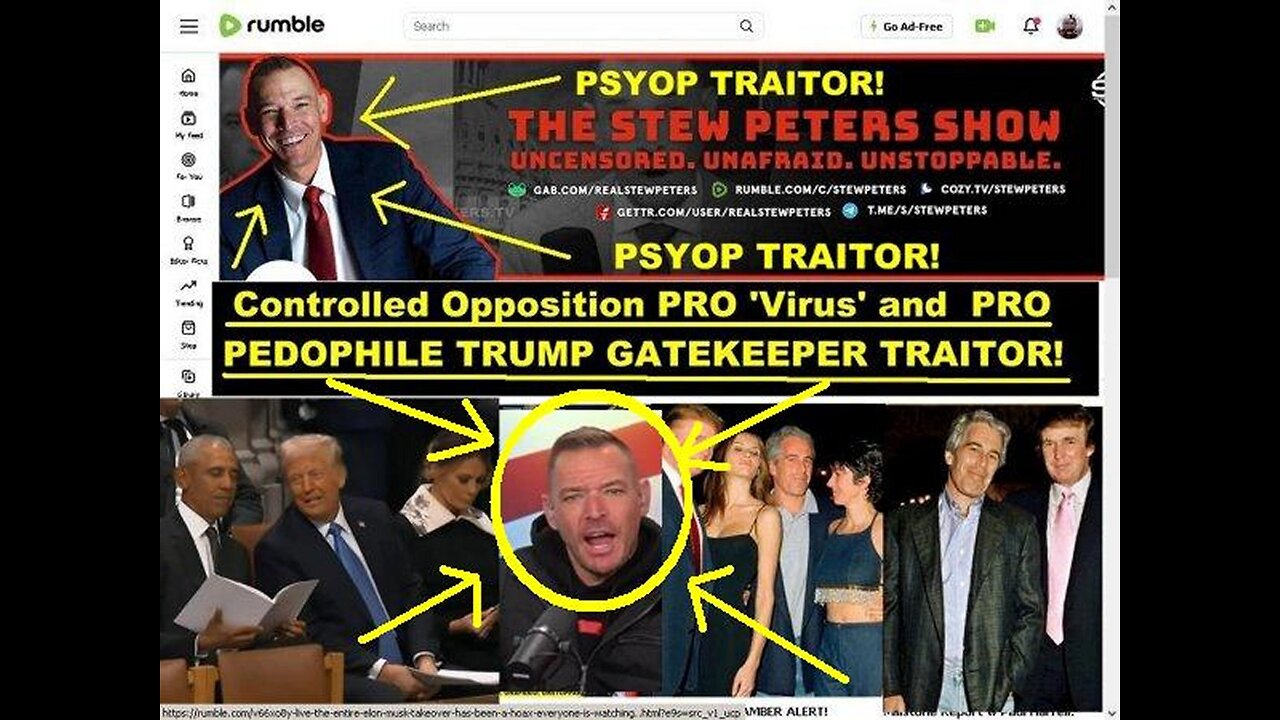 Controlled Opp Psyop PRO PEDO TRUMP and PRO 'VIRUS' 'Stew Peters' in Plain SIght!