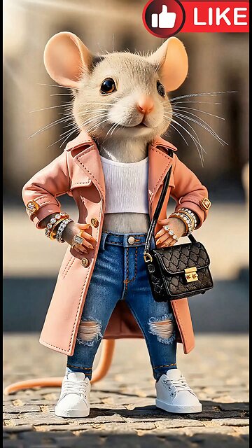A mouse walks on its enemy's catwalk at a fashion show AI generate funny and entertainment video