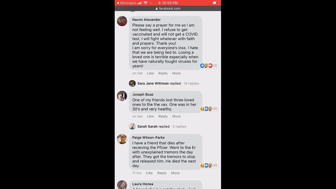 Comments from people who have lost family and friends due to Covid vax