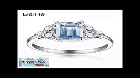 BAIHE Solid 14k White Gold Natural Aquamarine White Topaz rings for women Review