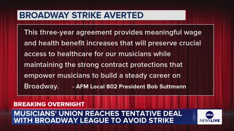 Broadway avoids strike with tentative deal