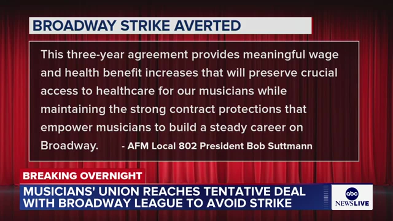 Broadway avoids strike with tentative deal