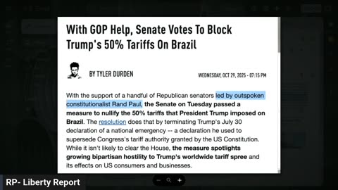 Sen. Paul -- More In Congress Are Against Trump's Tariffs, But Are Too Afraid To Speak Up