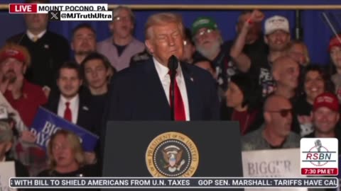 President Trump smiles ear to ear as the crowd chants “FOUR MORE YEARS!”