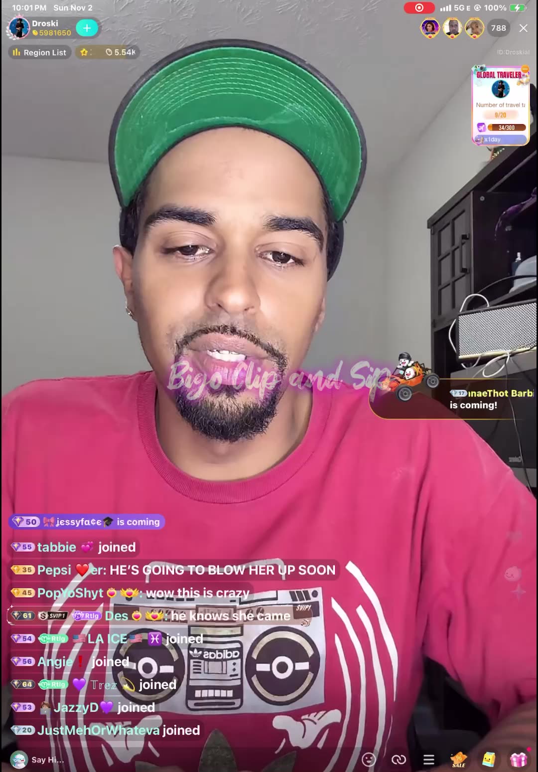 21 stops GG from coming to Droskis house to eat n smoke 11/2/25 #bigoclipandsip