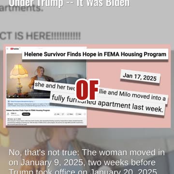 Fact Check: Hurricane Helene Survivor Did NOT Get Apartment Under Trump -- It Was Biden