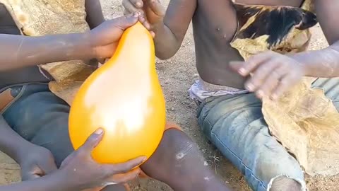 Hadzabe tribe reaction After pop the Ballon