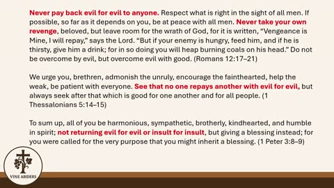 Eye for an Eye - Non Resistance - Matthew 5:38-42 - Vine Abiders