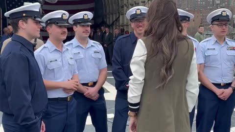 🚨DHS Secretary Kristi Noem greets members of the U.S. Coast Guard in New York City