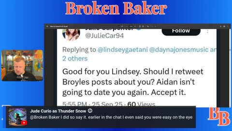 Baker at night, Lindsey went craycray on twittwat