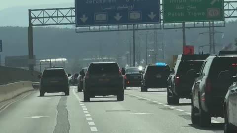 President Trump is en route to the Knesset in Jerusalem