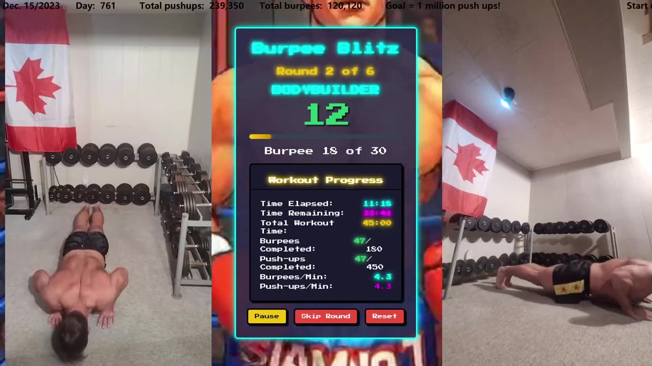 Everyday 450 push ups and 180 Burpees!