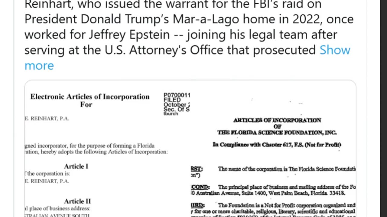 Judge Who Approved Mar-a-Lago Raid Once Shared Office w/ Jeffrey Epstein