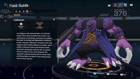 callismon all digivolution/de-digivolution/profile Digimon Story Time Stranger